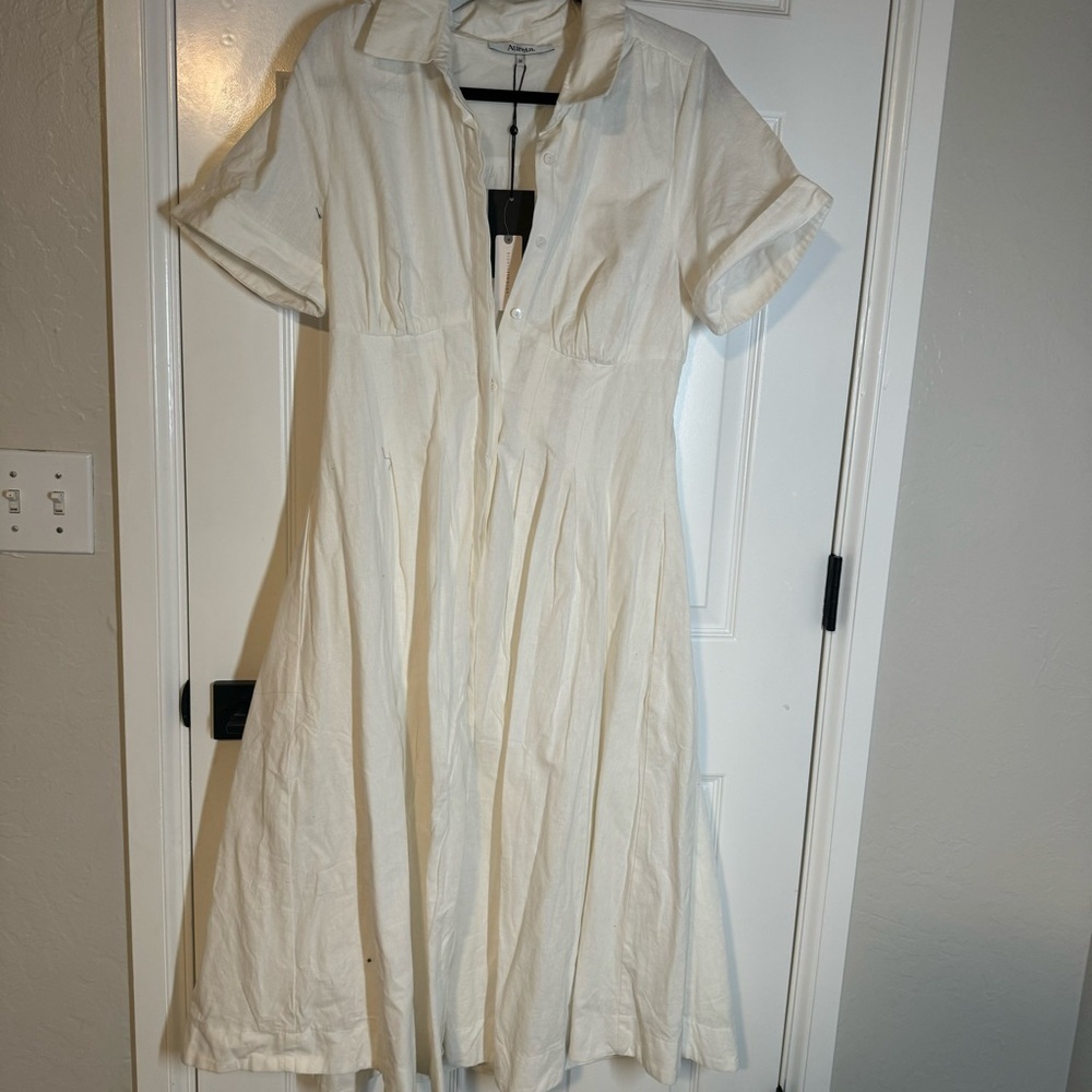 Anthropologie Aureta Studio x Anthropologie Pleated Shirt Dress M - Picture 9 of 12